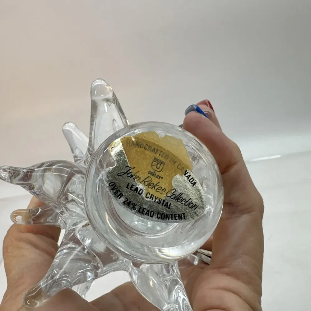 Vintage Riekes Chalet Clear Lead Crystal Canada Christmas Tree 6.5